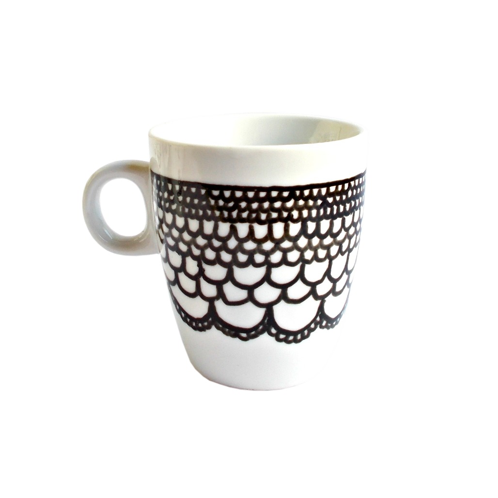 Cana handmade pentru cafea Black Dentelle