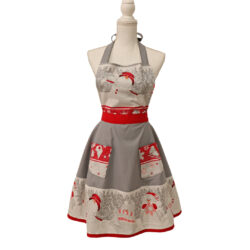 Sort festiv de Craciun cu buzunare Snowmen Red